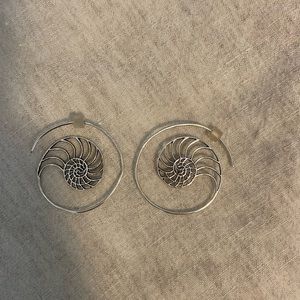 Sterling silver nautilus wire earrings